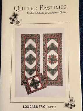 Vtg Log Cabin Trio Quilt Pattern QP112 Quilted Pastimes Table Runner Placemat